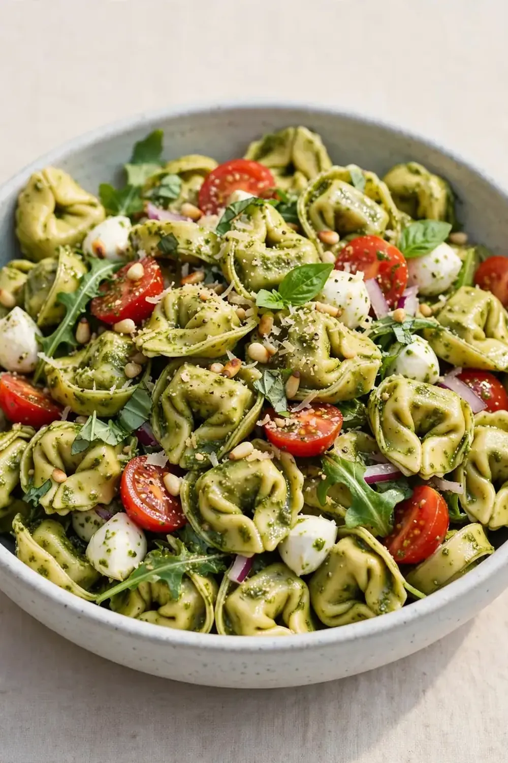 cold tortellini salad with pesto
