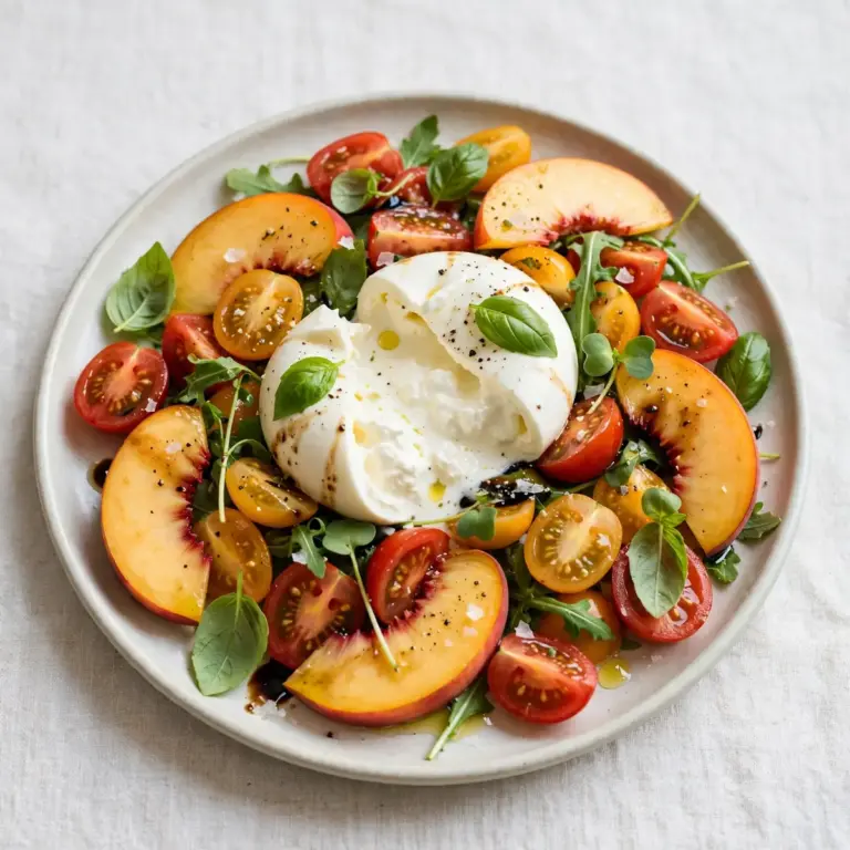 Cosy Weekend Project: Fresh Peach and Tomato Burrata Salad