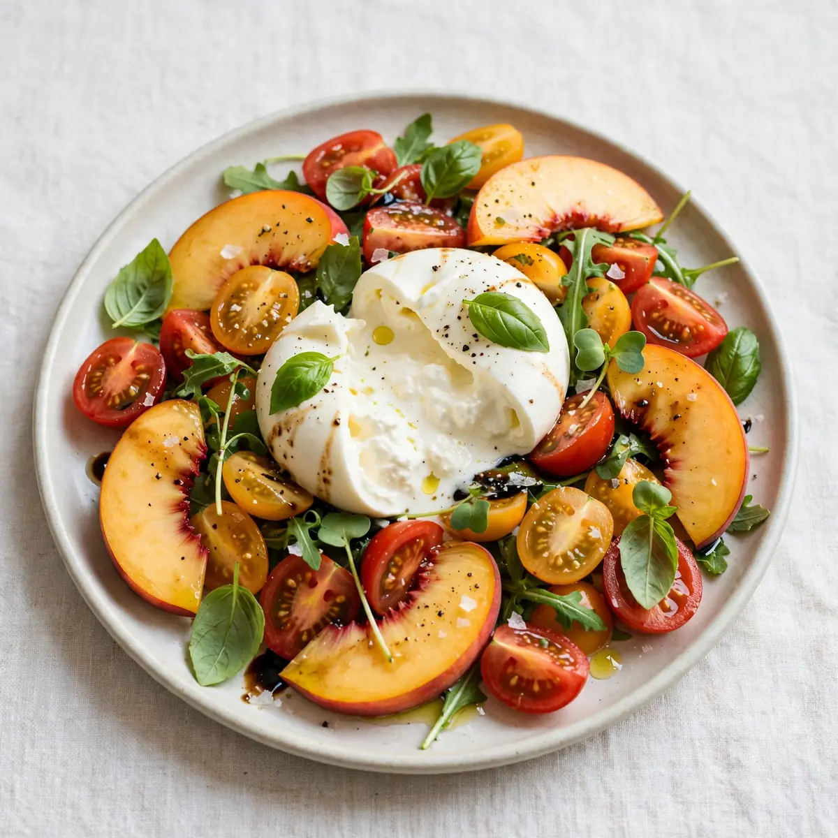 Cosy Weekend Project: Fresh Peach and Tomato Burrata Salad
