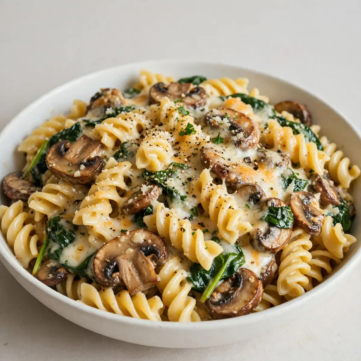 Cozy Weekend: Cheesy Mushroom and Spinach Rotini