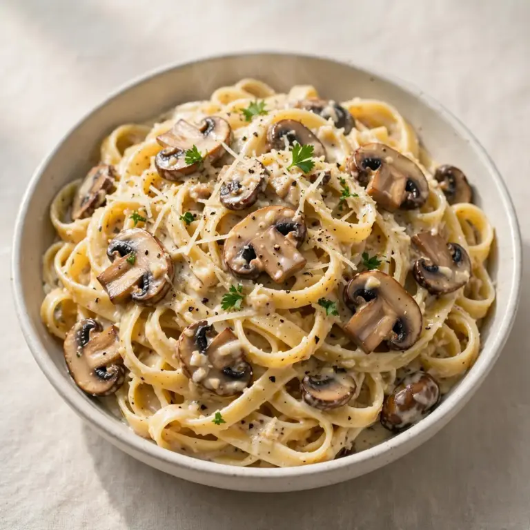 Cozy Weekend Creamy Garlic Mushroom Fettuccine