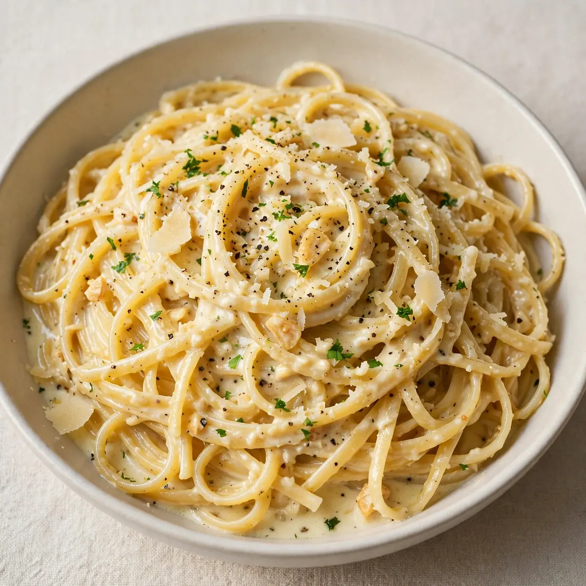 Cozy Weekend Creamy Garlic Parmesan Linguine