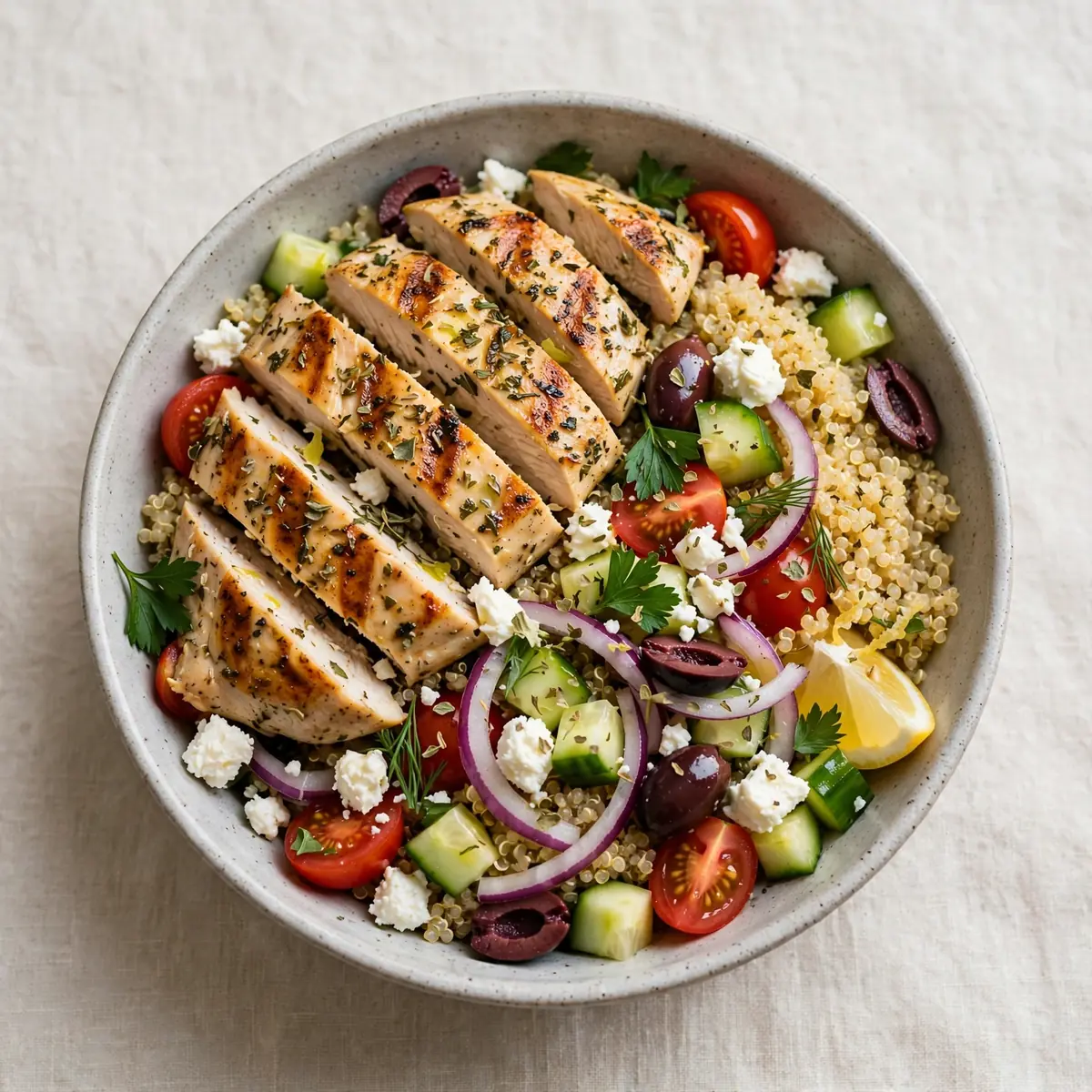 Cozy Weekend Greek Chicken and Quinoa Protein Bowl