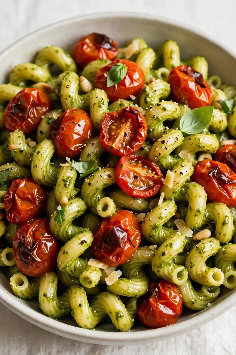 Pesto Cavatappi with Roasted Cherry Tomatoes