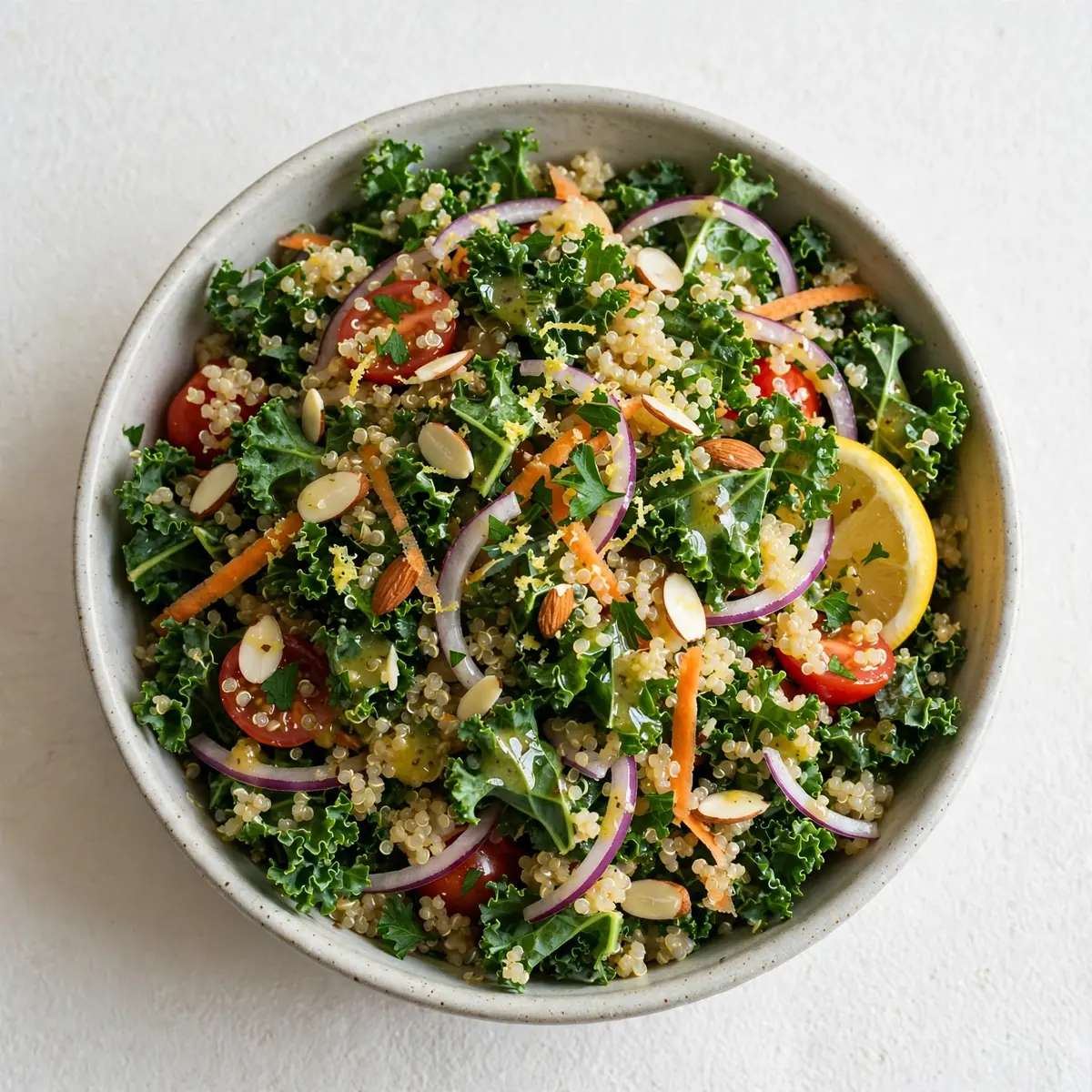 Cozy Weekend Project Kale and Quinoa Salad with Lemon Vinaigrette