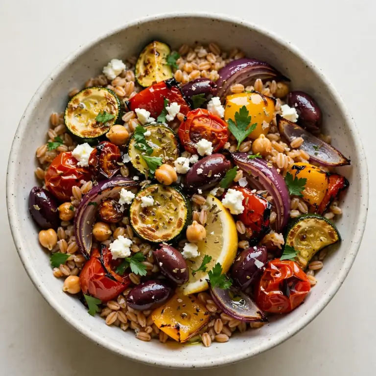 Cozy Weekend Project: Mediterranean Farro and Roasted Veggie Bowl