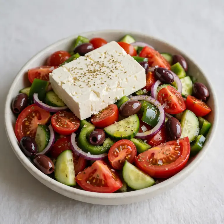 Cozy Weekend Project Traditional Greek Salad with Block Feta