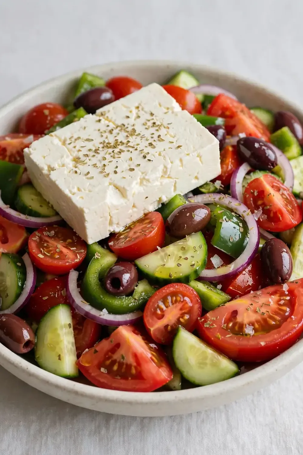 Traditional Greek Salad with Block Feta