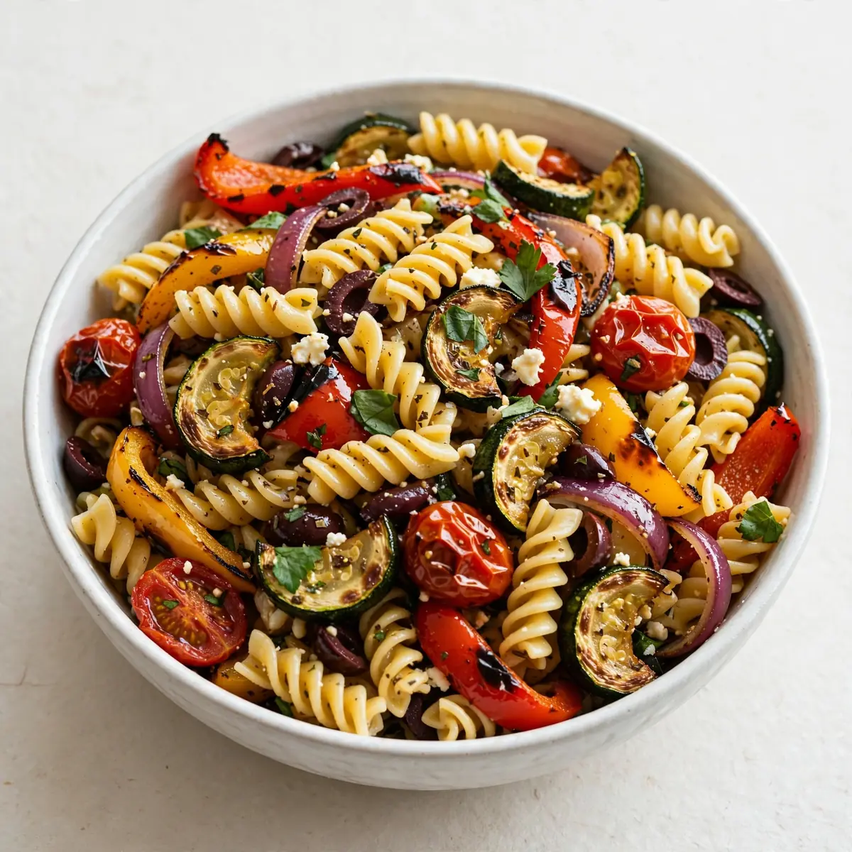 Cozy Weekend Roasted Veggie and Rotini Pasta Salad