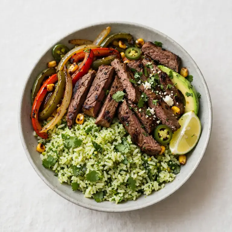 Cozy Weekend Steak Fajita Bowl with Cilantro Lime Rice