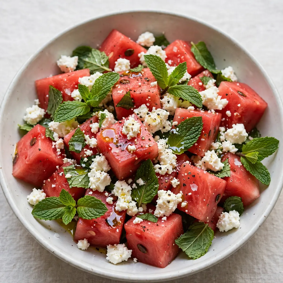 Cozy Weekend Watermelon Feta and Mint Salad