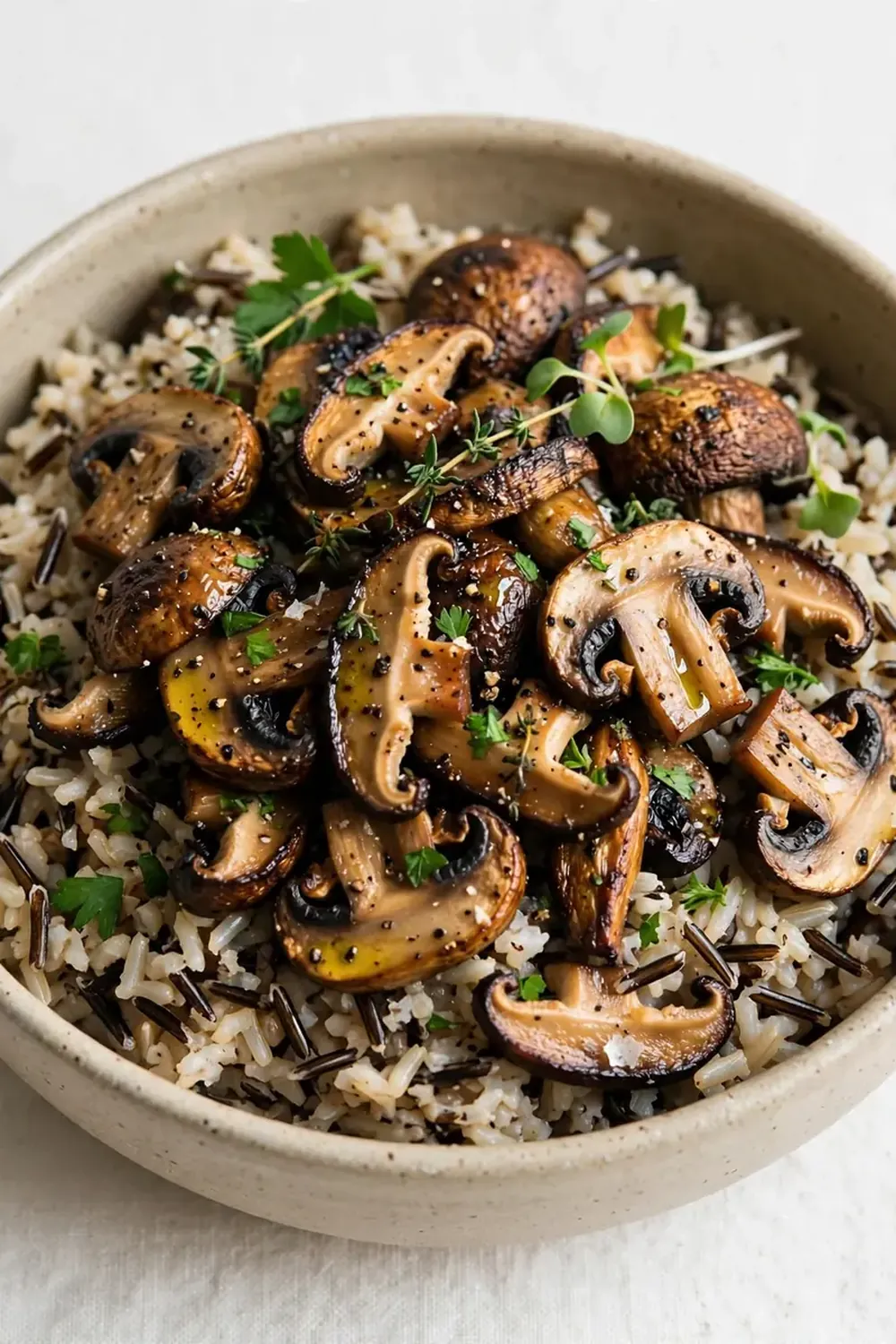 Wild Rice and Roasted Mushroom Bowl