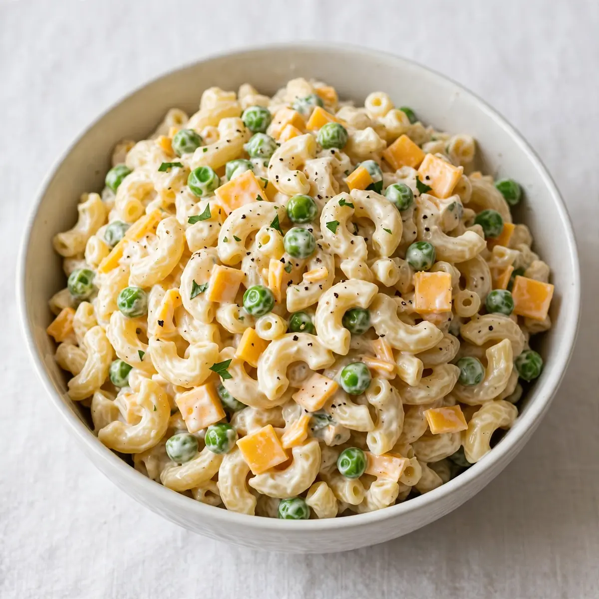 Creamy Macaroni Salad with Cheddar and Peas: A Cozy Weekend Ritual