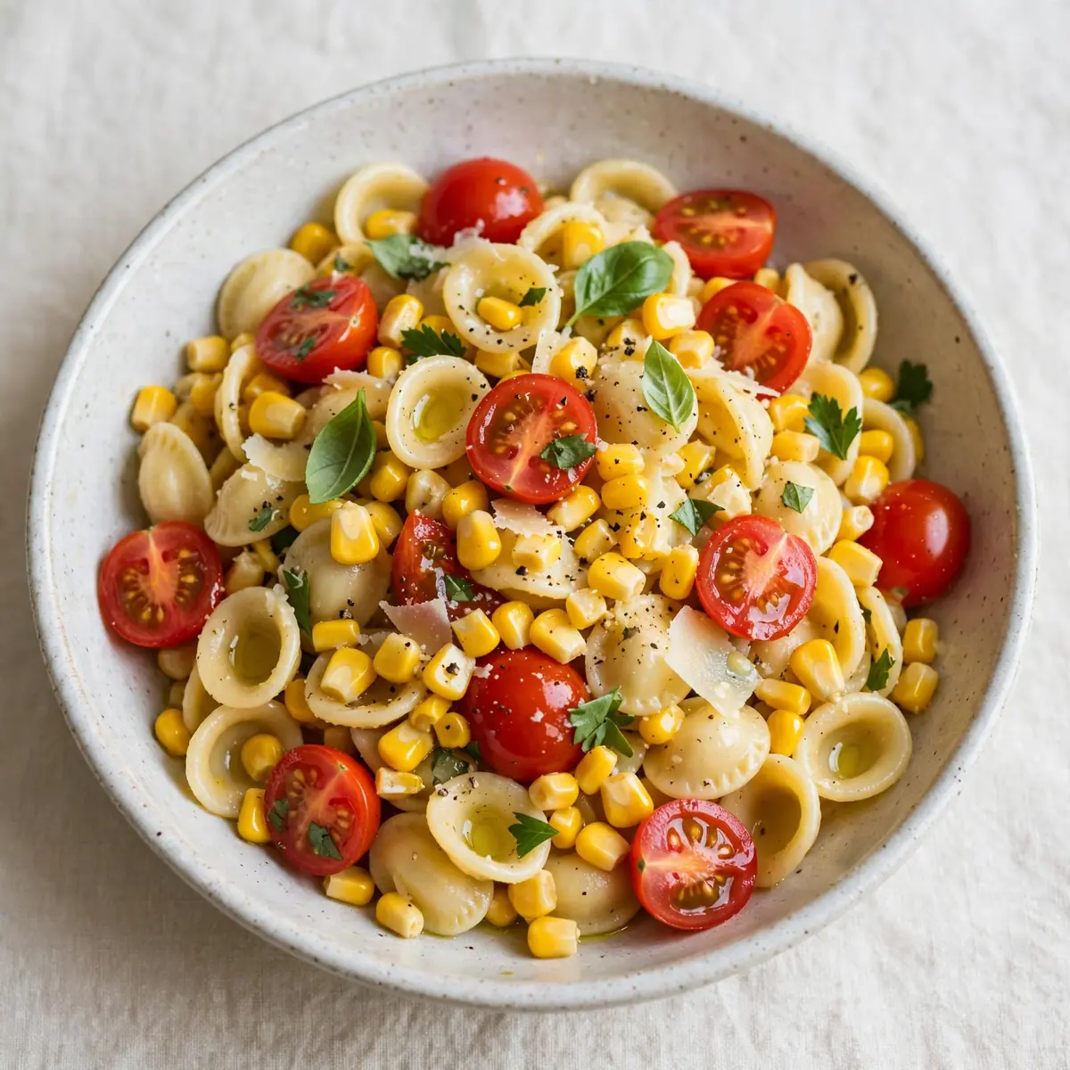 Fresh Corn Pasta Cherry Tomatoes