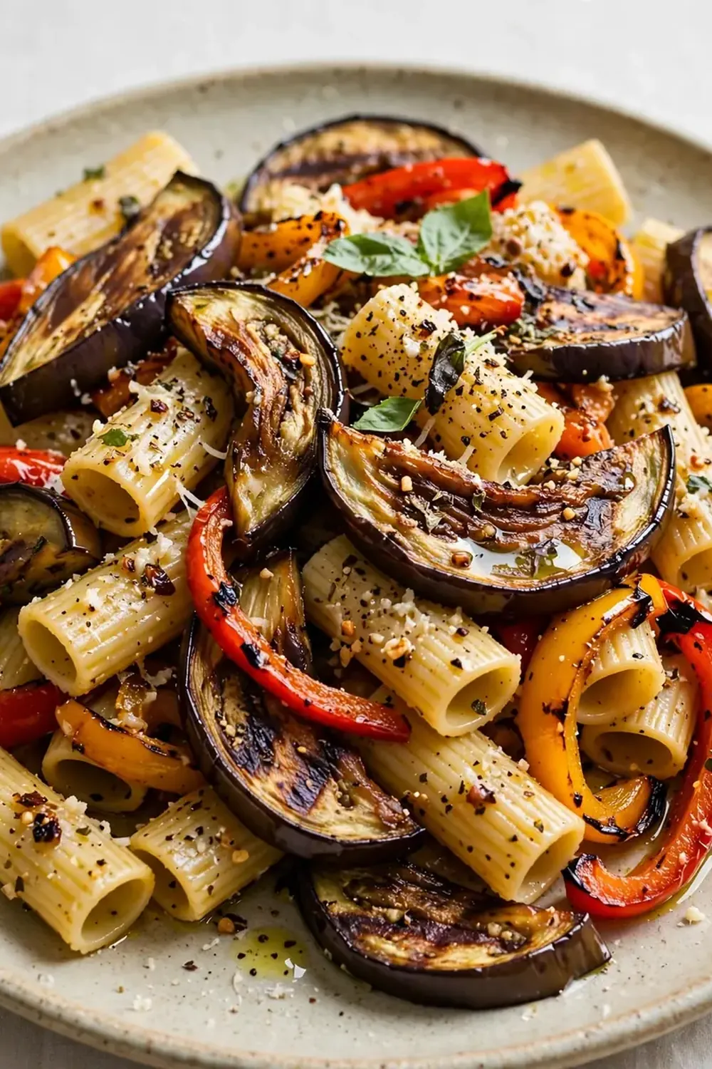 pasta grilled eggplant bell peppers