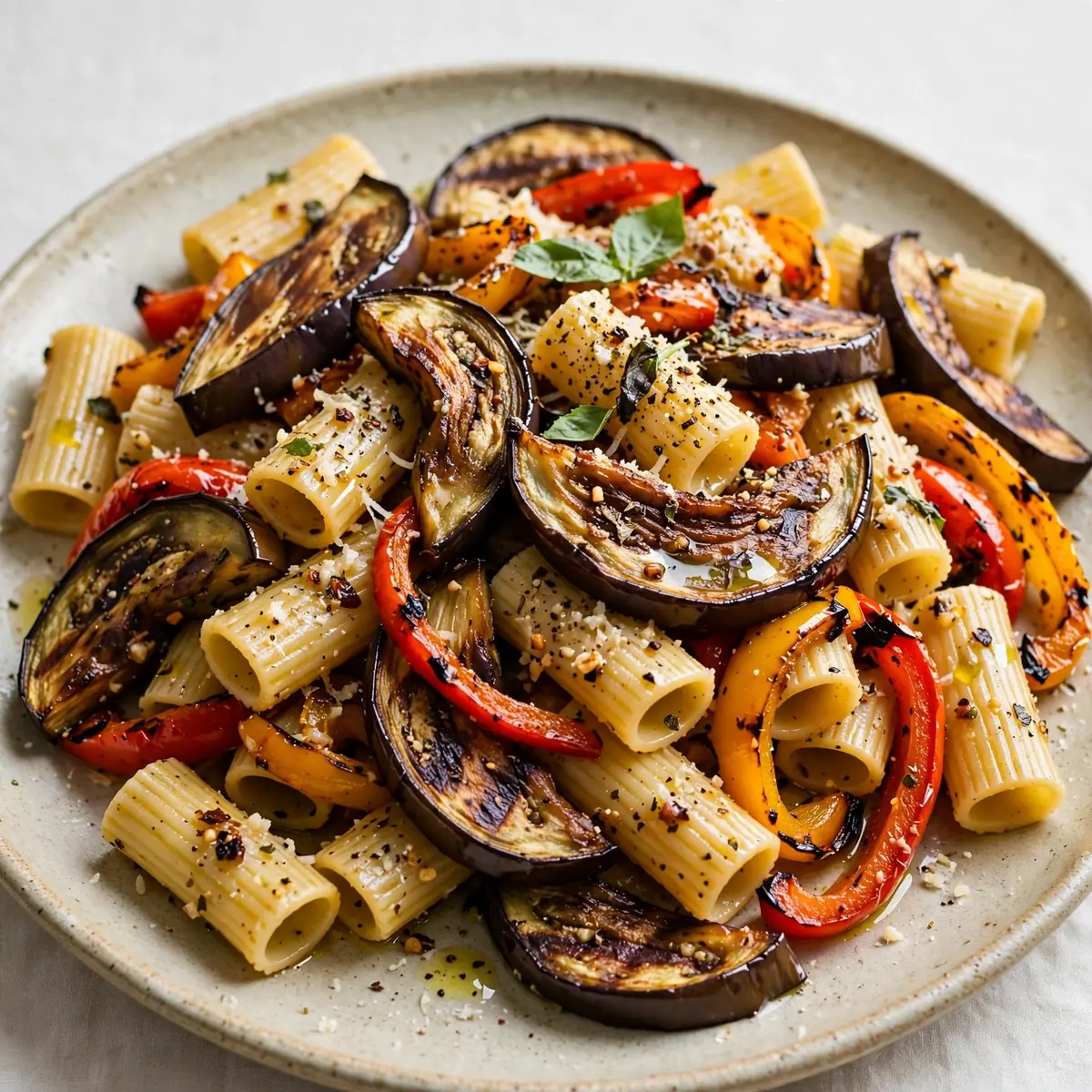 Pasta Grilled Eggplant Bell Peppers