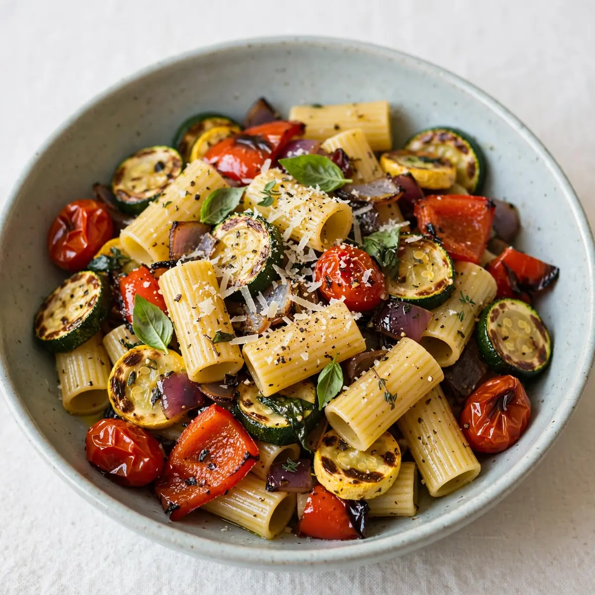 Pasta With Roasted Summer Vegetables