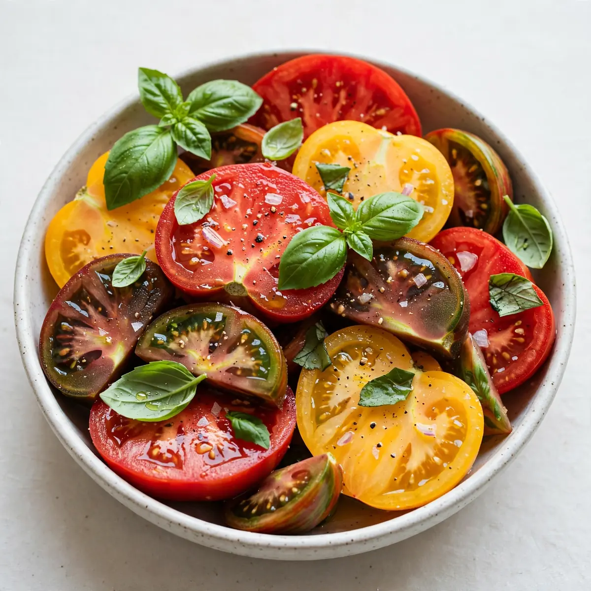Slow Down With This Chilled Heirloom Tomato and Basil Salad