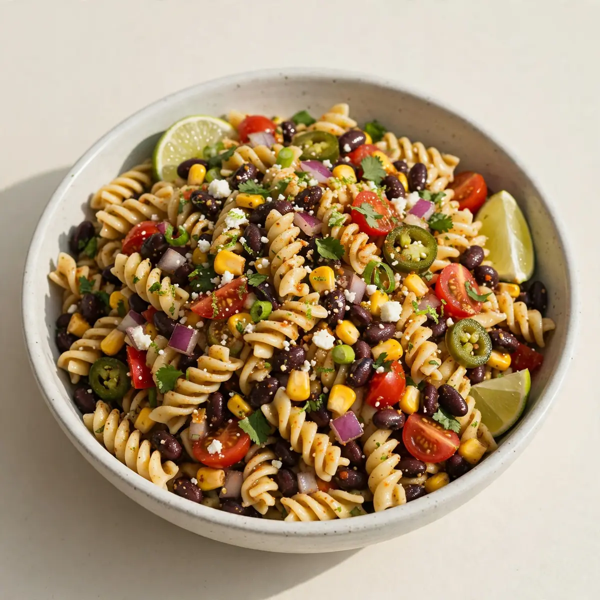 Smoky Aromas of Zesty Southwestern Black Bean and Corn Pasta Salad