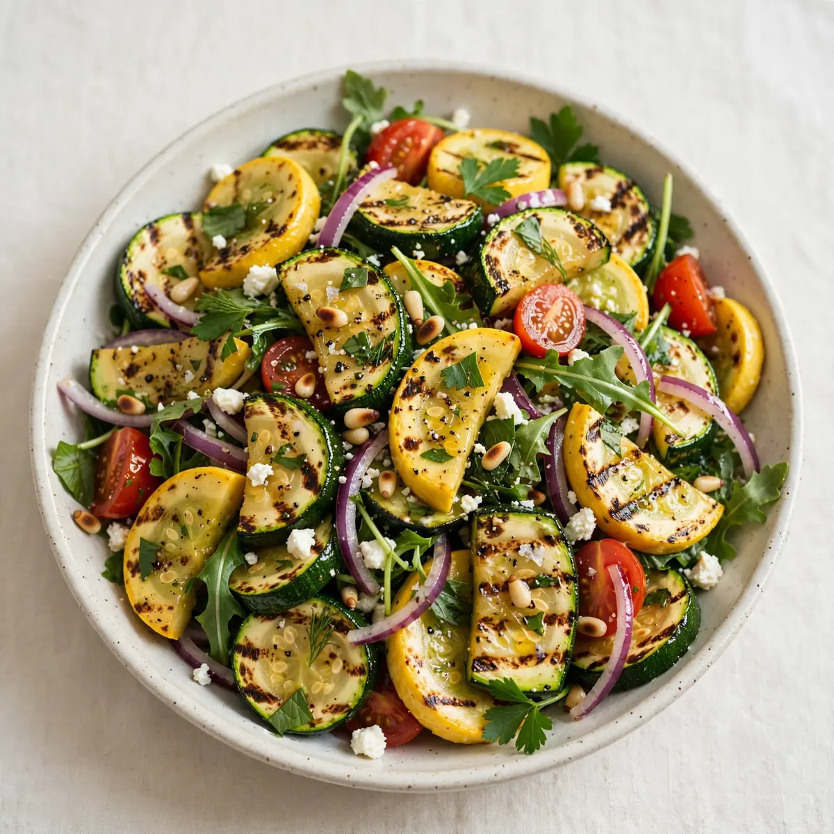 Smoky Grilled Zucchini and Yellow Squash Salad