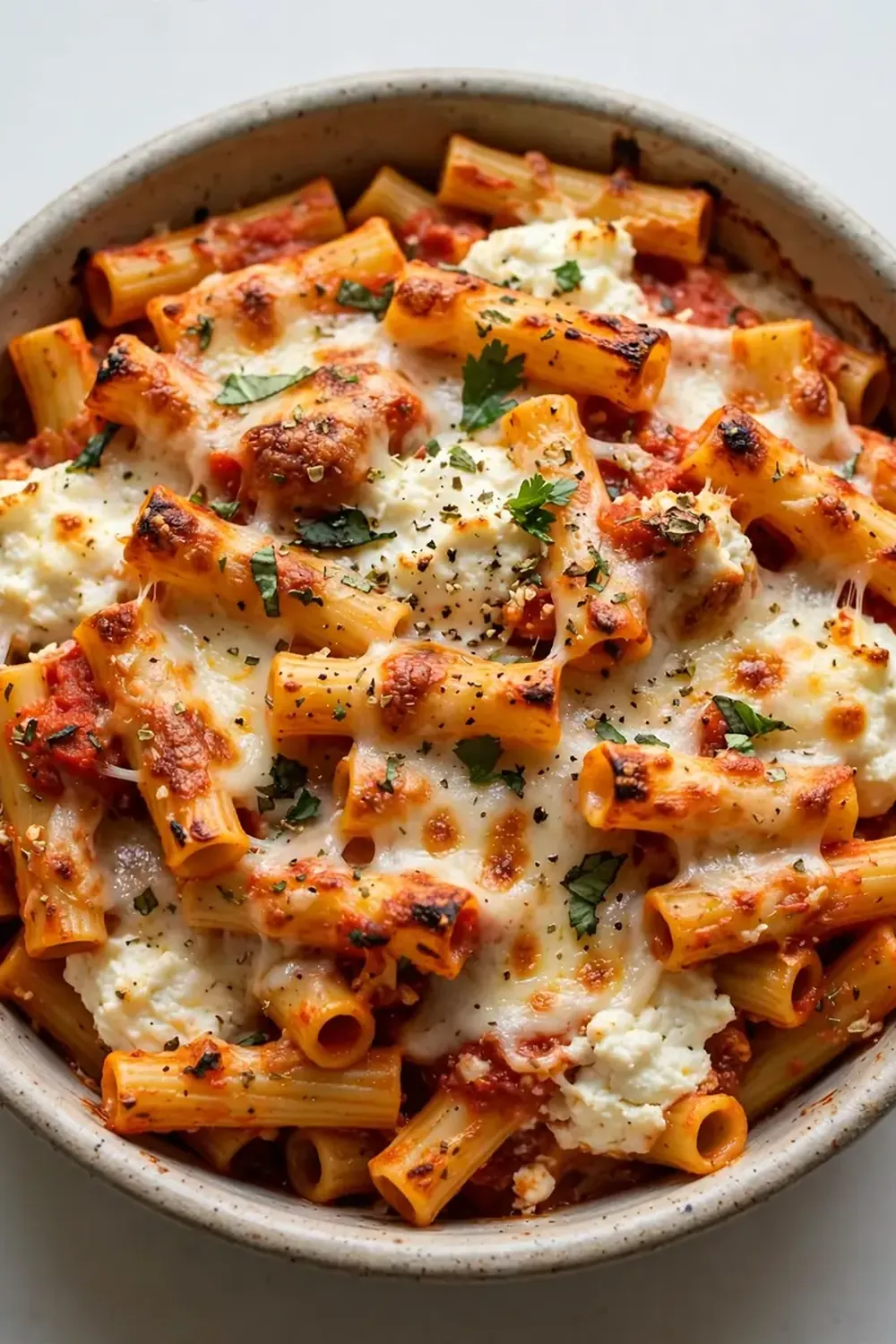 Classic Baked Ziti with Ricotta and Mozzarella
