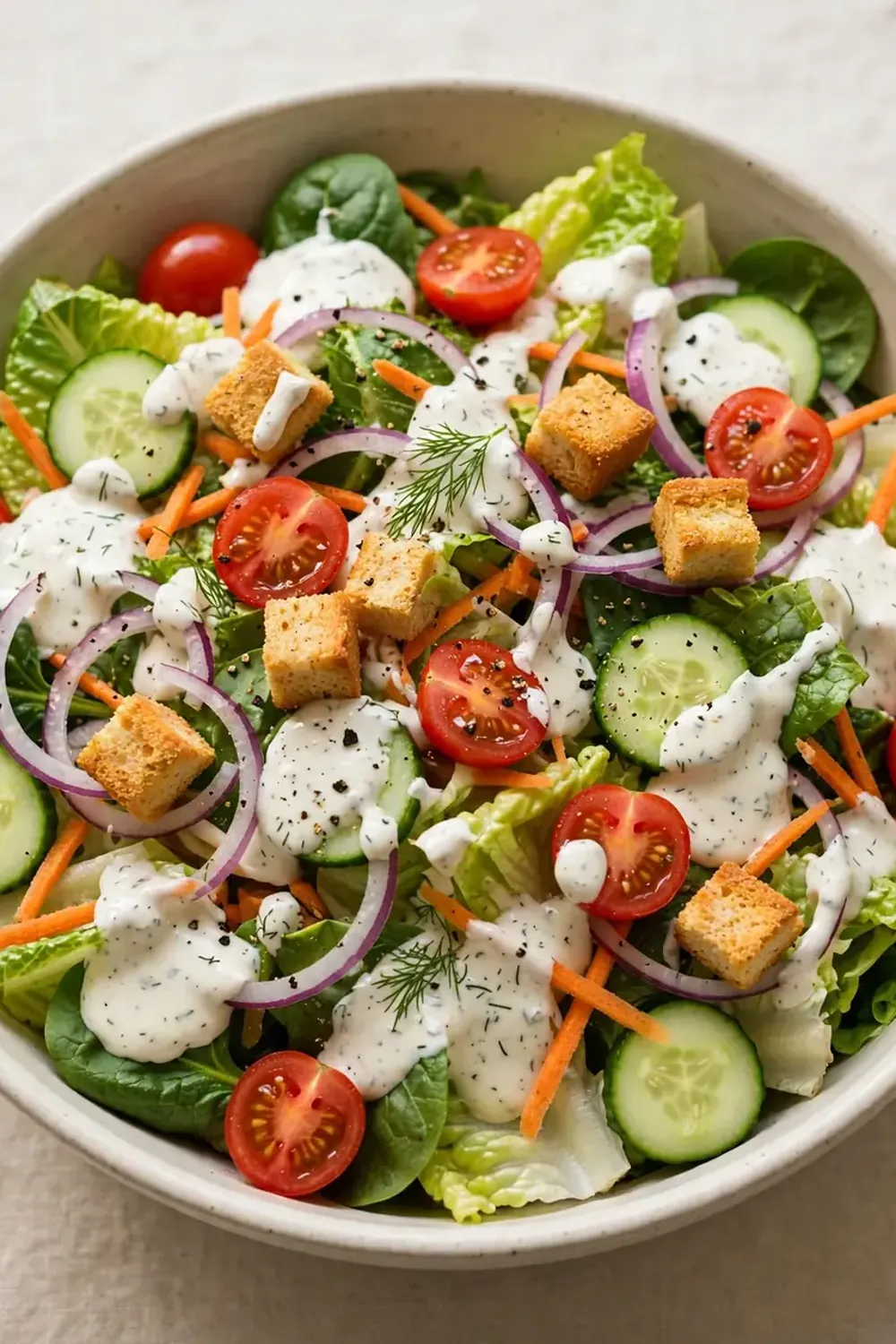 Garden Salad with Creamy Ranch Dressing