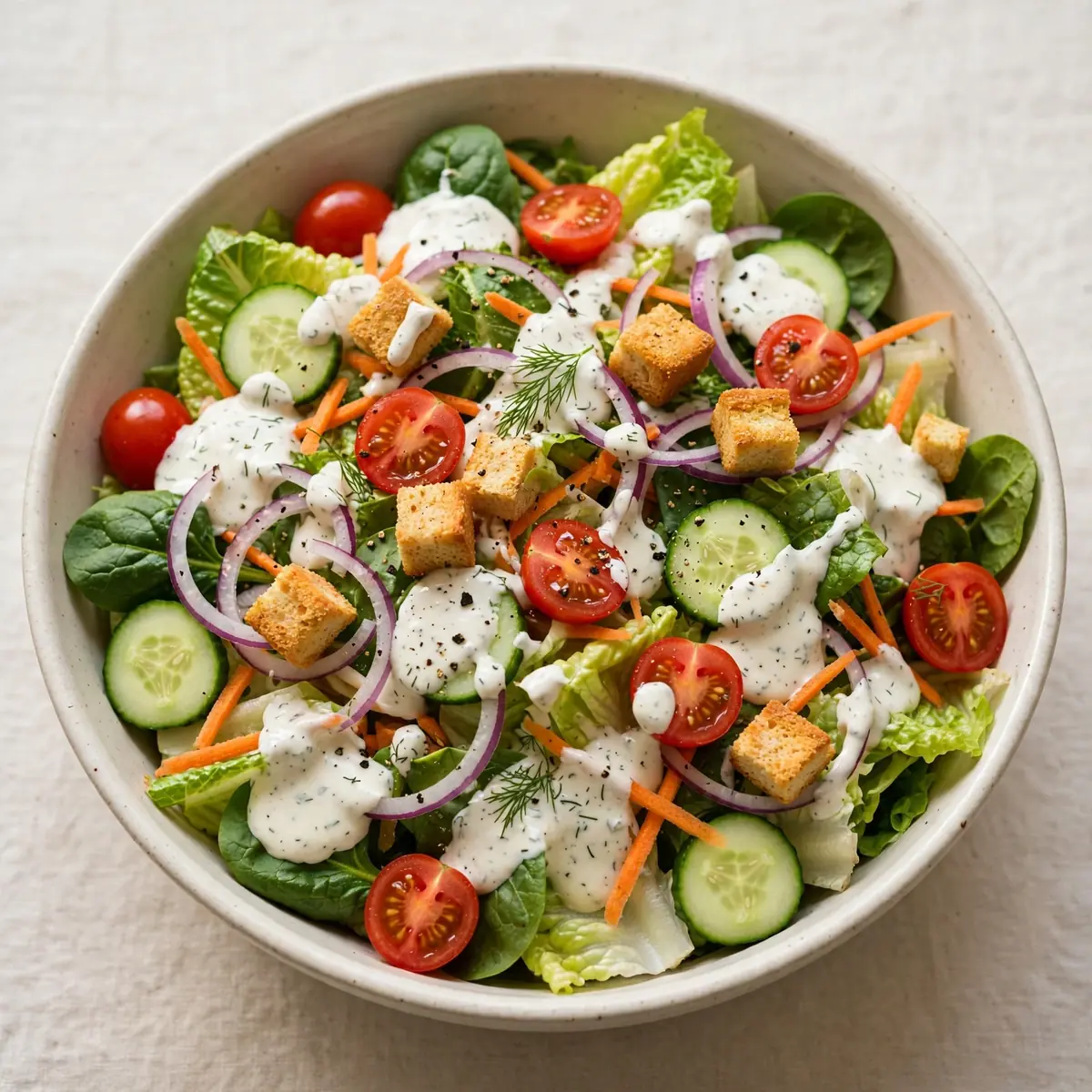 The Cozy Weekend Project Garden Salad With Creamy Ranch Dressing