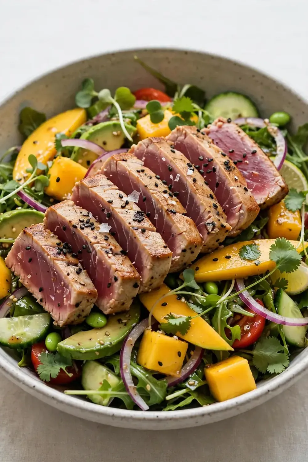 Seared Tuna and Mango Salad Bowl