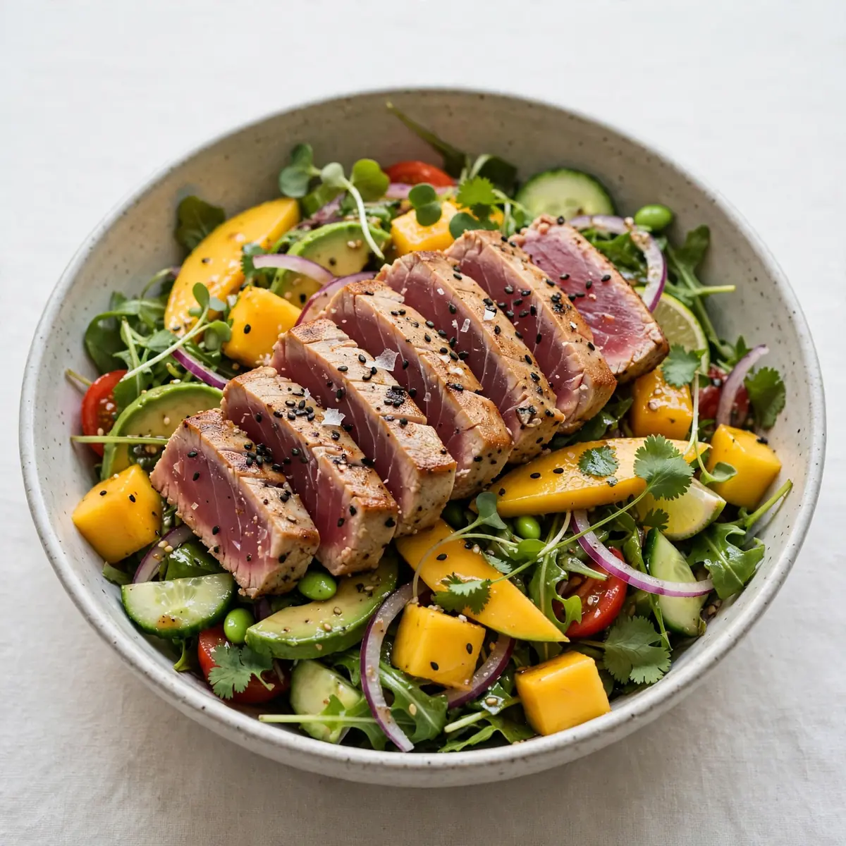 Weekend Comfort: Seared Tuna and Mango Salad Bowl