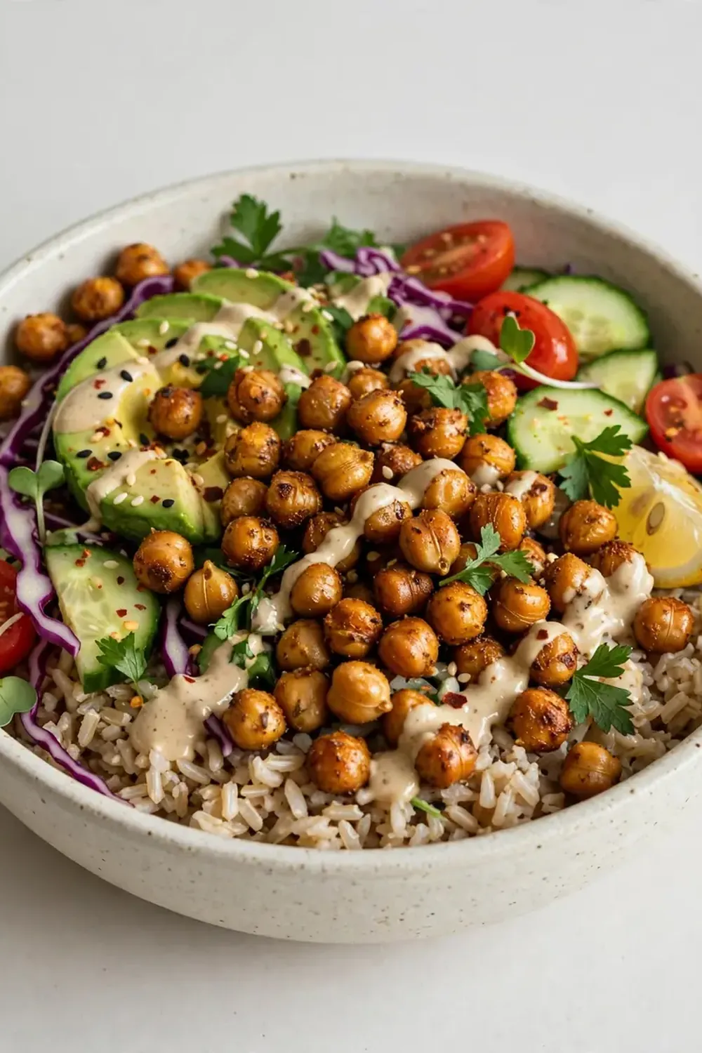 Roasted Chickpea and Brown Rice Grain Bowl
