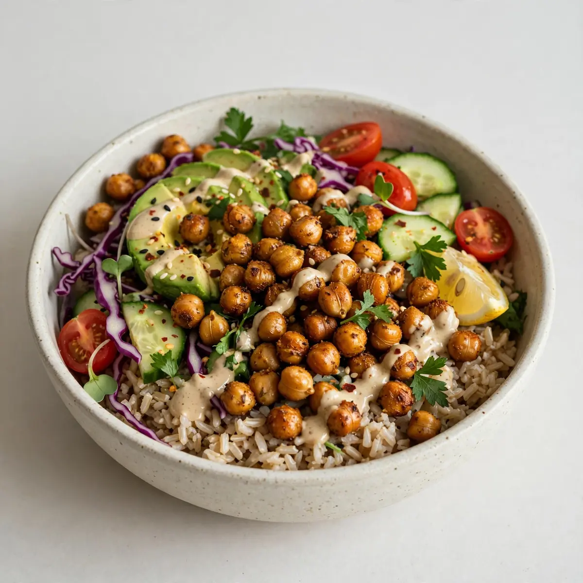 Your Cozy Weekend Roasted Chickpea and Brown Rice Grain Bowl