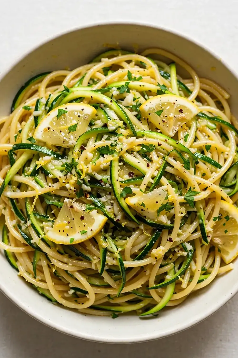 zucchini pasta lemon garlic sauce
