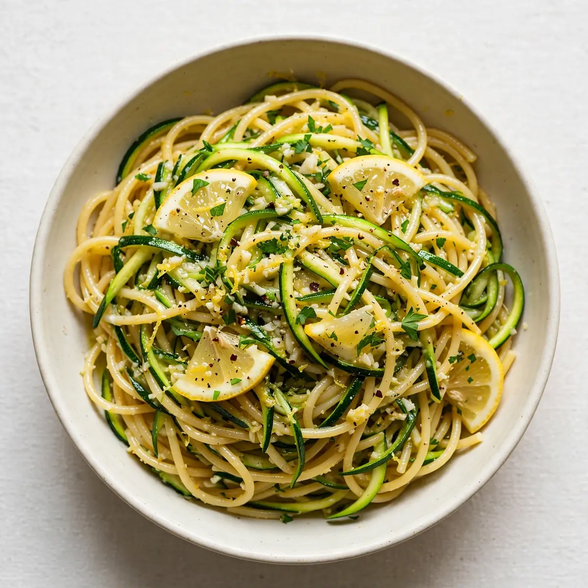 Zucchini Pasta Lemon Garlic Sauce